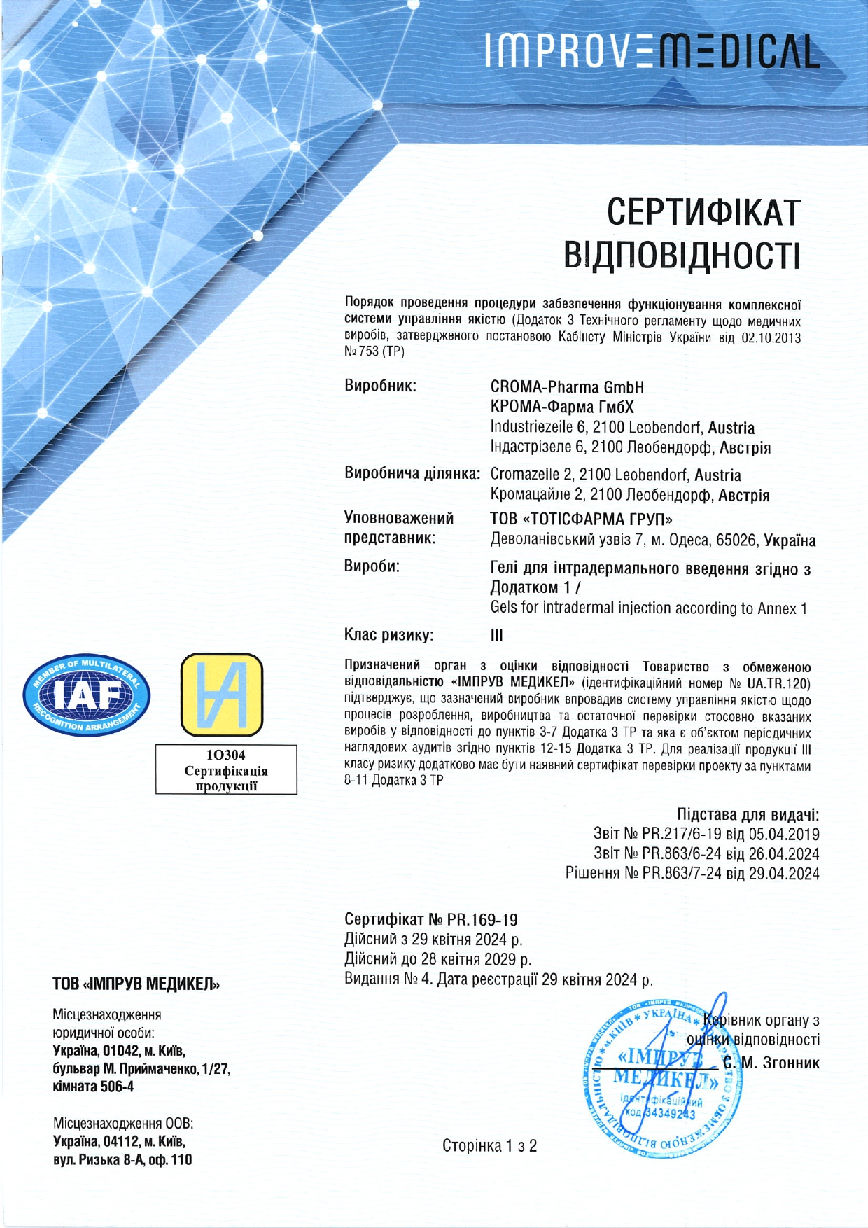 сертификаты филлеров Сайфа